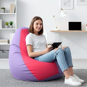 biggie bean bag 4xl bean bag chair with beans filled-perfect for living roombedroomstudy-sale designregular-lavender pink-faux leather