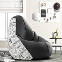 Biggie Bean Bag 4XL Bean Bag Chair with Beans Filled-Perfect for Living Room,Bedroom,Study-Sale Design(Printed - Wondr Woman-Wondr Womanww-4-Blk)-Faux Leather