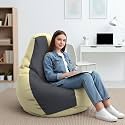 Biggie Bean Bag 4XL Bean Bag Chair with Beans Filled-Perfect for Living Room,Bedroom,Study-Sale Design(Regular-Cream Dark-Grey)-Faux Leather