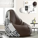 Biggie Bean Bag 4XL Bean Bag Chair with Beans Filled-Perfect for Living Room,Bedroom,Study-Sale Design(Printed - Raodie -Raodie-Artwork 11 - Brown)-Faux Leather