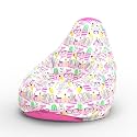 Biggie Bean Bag 4XL Bean Bag Chair with Beans Filled-Perfect for Living Room,Bedroom,Study-Sale Design(Printed - Full-Study Time - F - White Pink)-Faux Leather