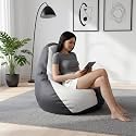 Biggie Bean Bag 4XL Bean Bag Chair with Beans Filled-Perfect for Living Room,Bedroom,Study-Sale Design(Regular-Dark-Grey White)-Faux Leather