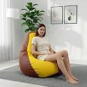 Biggie Bean Bag 4XL Bean Bag Chair with Beans Filled-Perfect for Living Room,Bedroom,Study-Sale Design(Regular-Tan-Brown Yellow)-Faux Leather