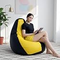 Biggie Bean Bag 4XL Bean Bag Chair with Beans Filled-Perfect for Living Room,Bedroom,Study-Sale Design(Regular-Black Yellow)-Faux Leather