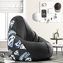 Biggie Bean Bag 4XL Bean Bag Chair with Beans Filled-Perfect for Living Room,Bedroom,Study-Sale Design(Printed - Soperman-Sopermansm-9-Blk)-Faux Leather