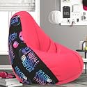 Biggie Bean Bag 4XL Bean Bag Chair with Beans Filled-Perfect for Living Room,Bedroom,Study-Sale Design(Printed - MTTVV-MTTVV_Artwork-18 - Pink)-Faux Leather
