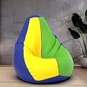Biggie Bean Bag 4XL Bean Bag Chair with Beans Filled-Perfect for Living Room,Bedroom,Study-Sale Design(Regular-Blue Parrot-Green Yellow)-Faux Leather