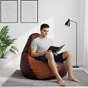 Biggie Bean Bag 4XL Bean Bag Chair with Beans Filled-Perfect for Living Room,Bedroom,Study-Sale Design(Regular-Maroon Tan-Brown)-Faux Leather
