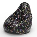 Biggie Bean Bag 4XL Bean Bag Chair with Beans Filled-Perfect for Living Room,Bedroom,Study-Sale Design(Printed - Full-Gym Poses - F - Black)-Faux Leather