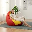 Biggie Bean Bag 4XL Bean Bag Chair with Beans Filled-Perfect for Living Room,Bedroom,Study-Sale Design(Regular-Red Yellow)-Faux Leather