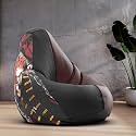 Biggie Bean Bag 4XL Bean Bag Chair with Beans Filled-Perfect for Living Room,Bedroom,Study-Sale Design(Printed - Hrary Poetter-Hrary Poetterhp-22-Blk MRN)-Faux Leather