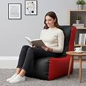 Biggie Bean Bag 4XL Bean Bag Chair with Beans Filled-Perfect for Living Room,Bedroom,Study-Sale Design(Regular-Black Red)-Faux Leather