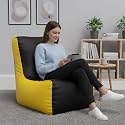 Biggie Bean Bag 4XL Bean Bag Chair with Beans Filled-Perfect for Living Room,Bedroom,Study-Sale Design(Regular-Black Yellow)-Faux Leather