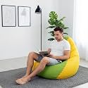 Biggie Bean Bag 4XL Bean Bag Chair with Beans Filled-Perfect for Living Room,Bedroom,Study-Sale Design(Regular-Pea-Green Yellow)-Faux Leather