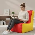 Biggie Bean Bag 4XL Bean Bag Chair with Beans Filled-Perfect for Living Room,Bedroom,Study-Sale Design(Regular-Red Yellow)-Faux Leather