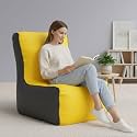 Biggie Bean Bag 4XL Bean Bag Chair with Beans Filled-Perfect for Living Room,Bedroom,Study-Sale Design(Regular-Yellow Dark-Grey)-Faux Leather