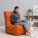 Biggie Bean Bag 4XL Bean Bag Chair with Beans Filled-Perfect for Living Room,Bedroom,Study-Sale Design(Regular-Orange)-Faux Leather