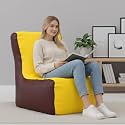 Biggie Bean Bag 4XL Bean Bag Chair with Beans Filled-Perfect for Living Room,Bedroom,Study-Sale Design(Regular-Yellow Maroon)-Faux Leather