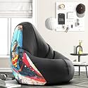 Biggie Bean Bag 4XL Bean Bag Chair with Beans Filled-Perfect for Living Room,Bedroom,Study-Sale Design(Printed - Soperman-Sopermansm-4-Blk)-Faux Leather