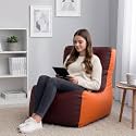 Biggie Bean Bag 4XL Bean Bag Chair with Beans Filled-Perfect for Living Room,Bedroom,Study-Sale Design(Regular-Maroon Orange)-Faux Leather