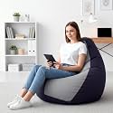 Biggie Bean Bag 4XL Bean Bag Chair with Beans Filled-Perfect for Living Room,Bedroom,Study-Sale Design(Regular-Indigo Light-Grey)-Faux Leather