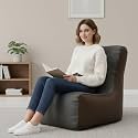 Biggie Bean Bag 4XL Bean Bag Chair with Beans Filled-Perfect for Living Room,Bedroom,Study-Sale Design(Regular-Dark-Grey Brown)-Faux Leather