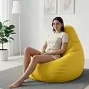 Biggie Bean Bag 4XL Bean Bag Chair with Beans Filled-Perfect for Living Room,Bedroom,Study-Sale Design(Regular-Yellow)-Faux Leather