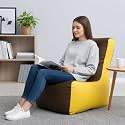 Biggie Bean Bag 4XL Bean Bag Chair with Beans Filled-Perfect for Living Room,Bedroom,Study-Sale Design(Regular-Brown Yellow)-Faux Leather
