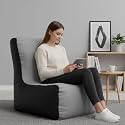 Biggie Bean Bag 4XL Bean Bag Chair with Beans Filled-Perfect for Living Room,Bedroom,Study-Sale Design(Regular-Light-Grey Black)-Faux Leather