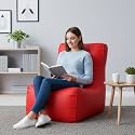 Biggie Bean Bag 4XL Bean Bag Chair with Beans Filled-Perfect for Living Room,Bedroom,Study-Sale Design(Regular-Red)-Faux Leather
