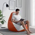 Biggie Bean Bag 4XL Bean Bag Chair with Beans Filled-Perfect for Living Room,Bedroom,Study-Sale Design(Regular-Orange White)-Faux Leather