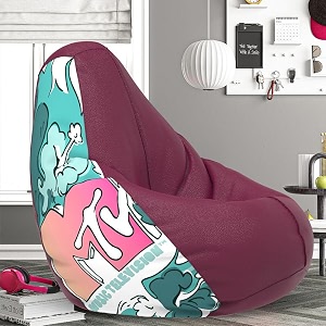 biggie bean bag 6xl bean bag chair with beans filled-perfect for living roombedroomstudy-sale designprinted - mttvv-mttvv_artwork-12 - maroon