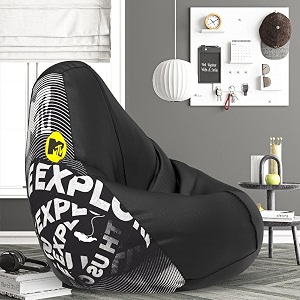 biggie bean bag 6xl bean bag chair with beans filled-perfect for living roombedroomstudy-sale designprinted - mttvv-mttvv_artwork-15 - black