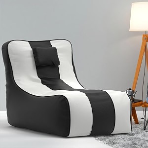 biggie bean bag 6xl bean bag chair with beans filled-perfect for living roombedroomstudy-sale designregular-black white-faux leather