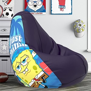 biggie bean bag 6xl bean bag chair with beans filled-perfect for living roombedroomstudy-sale designprinted - sopngebob-sbsp-artwork 8 - indigo