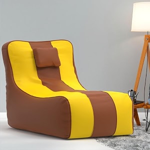 biggie bean bag 6xl bean bag chair with beans filled-perfect for living roombedroomstudy-sale designregular-tan-brown yellow-faux leather