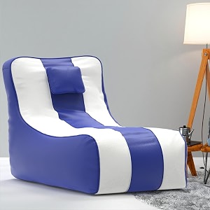 biggie bean bag 6xl bean bag chair with beans filled-perfect for living roombedroomstudy-sale designregular-blue white-faux leather