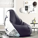 Biggie Bean Bag 6XL Bean Bag Chair with Beans Filled-Perfect for Living Room,Bedroom,Study-Sale Design(Printed - Raodie -Raodie-Artwork 14 - Indigo)-Faux Leather