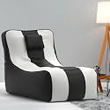 Biggie Bean Bag 6XL Bean Bag Chair with Beans Filled-Perfect for Living Room,Bedroom,Study-Sale Design(Regular-Black White)-Faux Leather
