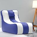 Biggie Bean Bag 6XL Bean Bag Chair with Beans Filled-Perfect for Living Room,Bedroom,Study-Sale Design(Regular-Blue White)-Faux Leather