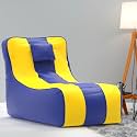 Biggie Bean Bag 6XL Bean Bag Chair with Beans Filled-Perfect for Living Room,Bedroom,Study-Sale Design(Regular-Blue Yellow)-Faux Leather