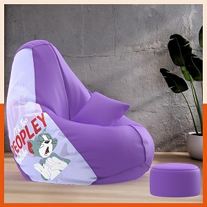 biggie bean bag with beans filled 3xl vibeboost premium bean bag with free cushion and footrest - official  solitude bliss combo matching color  regular peopley-lavender
