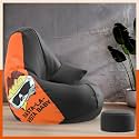 Biggie Bean Bag with Beans Filled 3XL VibeBoost Premium Bean Bag with Free Cushion and Footrest - Official : Cozy Cravings Combo (Matching Color : Regular, Pista La Vista-Black)