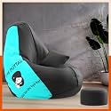 Biggie Bean Bag with Beans Filled 3XL VibeBoost Premium Bean Bag with Free Cushion and Footrest - Official : Snuggle &amp; Giggles Combo (Matching Color : Regular, Oye Puttar-Black)