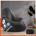 Biggie Bean Bag with Beans Filled 3XL VibeBoost Premium Bean Bag with Free Cushion and Footrest - Official : GymFit Frenzy Combo (Matching Color : Regular, Struggle is Real-Black)
