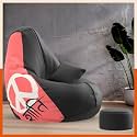 Biggie Bean Bag with Beans Filled 3XL VibeBoost Premium Bean Bag with Free Cushion and Footrest - Official : Solitude Bliss Combo (Matching Color : Regular, Shanti-Black)