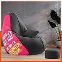 Biggie Bean Bag with Beans Filled 3XL VibeBoost Premium Bean Bag with Free Cushion and Footrest - Official : Engineering Zen Combo (Matching Color : Regular, Pyaar Ek Art-Black)