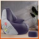 Biggie Bean Bag with Beans Filled 4XL VibeBoost Premium Bean Bag with Free Cushion and Footrest - Official : Bro-Approved Combo (Matching Color : Regular, One Problem at A Time-Indigo)