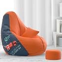 Biggie Bean Bag with Beans Filled 4XL Bean Bag with Free Cushion and Footrest - Official : PrintFinesse Combo (Matching Color : Printed, Power Nap - Indigo Orange)