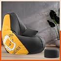 Biggie Bean Bag with Beans Filled 4XL VibeBoost Premium Bean Bag with Free Cushion and Footrest - Official : Rebel Rave Combo (Matching Color : Regular, Shakes-Beer-Black)